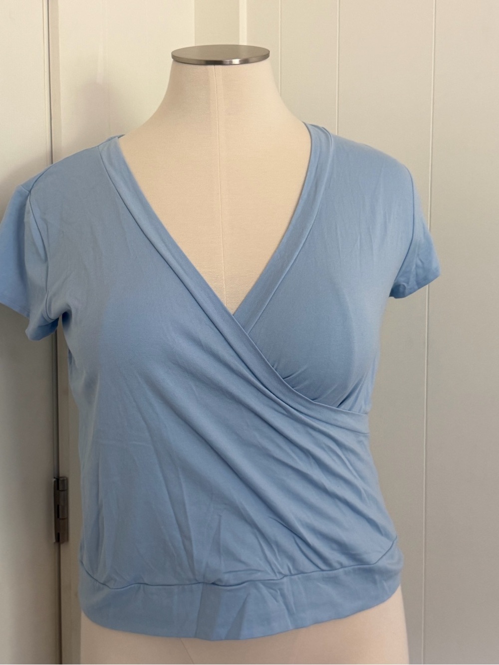 Talbots Pale Blue Short-Sleeve Wrap Top